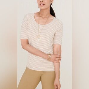 Chicos Touch of Cool Striped Ballet Neck Tee Shirt
